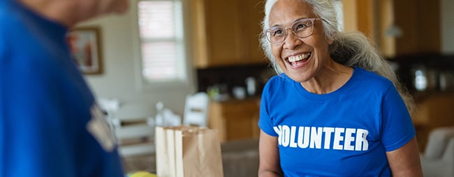 Senior lady volunteering